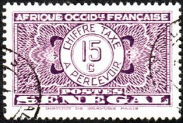 Sénégal Obl. N° Taxe 24 - Pièce De Monnaie Sur Fond Burelé Le 15c Violet - Postage Due