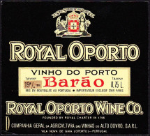 Port Wine Label, Portugal - Royal Oporto BARÃO Vinho Do Porto -|- Compª Vinhas Alto Douro. Vila Nova De Gaia, Oporto - Andere & Zonder Classificatie