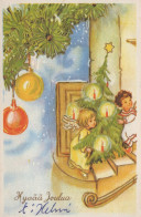 ANGELO Buon Anno Natale Vintage Cartolina CPSMPF #PAG755.A - Angeli