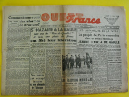 Journal L'Ouest France Du 14 Mai 1945. Guerre  De Gaulle Victoire  La Baule St Nazaire Libérés Darnand Japon Indochine - Sonstige & Ohne Zuordnung