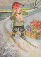 PAPÁ NOEL Feliz Año Navidad Vintage Tarjeta Postal CPSM #PBL384.A - Santa Claus