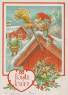 PÈRE NOËL Bonne Année Noël GNOME Vintage Carte Postale CPSM #PBL826.A - Santa Claus