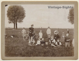 Large Victorian Family On Meadow / Bicycle (Vintage CDV ~1890s/1900s) - Anonymous Persons