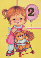 JOYEUX ANNIVERSAIRE 2 Ans FILLE ENFANTS Vintage Postal CPSM #PBT829.A - Anniversaire