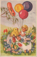 EASTER CHILDREN EGG Vintage Postcard CPA #PKE361.A - Pascua