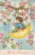 PÂQUES ENFANTS ŒUF Vintage Carte Postale CPA #PKE344.A - Pascua
