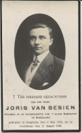 DP. JORIS VAN BESIEN ° ISEGHEM 1900- + 1922 - STUDENT IN DE WIJSBEGEERTE VAN 'T KLEIN SEMINARIE TE ROESELARE - Religion &  Esoterik