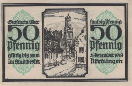 50 PFENNIG 1918 Stadt NoRDLINGEN Bavaria UNC DEUTSCHLAND Notgeld Banknote #PH266 - [11] Emisiones Locales