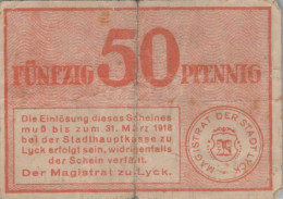 50 PFENNIG 1918 Stadt LYCK East PRUSSLAND UNC DEUTSCHLAND Notgeld Banknote #PH191 - Lokale Ausgaben