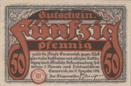 50 PFENNIG 1918 Stadt EMMERICH Rhine DEUTSCHLAND Notgeld Banknote #PG056 - [11] Emisiones Locales