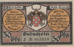 50 PFENNIG 1921 Stadt ELLRICH Saxony UNC DEUTSCHLAND Notgeld Banknote #PB198 - [11] Local Banknote Issues