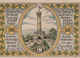 50 PFENNIG 1921 Stadt COLDITZ Saxony UNC DEUTSCHLAND Notgeld Banknote #PA405 - [11] Emissions Locales