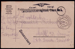 Feldpostkorrespondenzkarte - Kaiserl. Königl. Landesschützenregiment Trient Nr. 1 - Zensuriert - Feldpostamt 611 - Cartas & Documentos