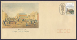 Australia 1990 - Local Government 150 Years, Adelaide, View Of The Building, Town, History - FDC - Ersttagsbelege (FDC)
