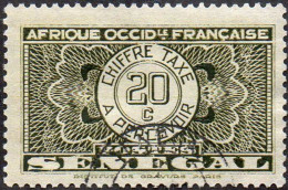 Sénégal Obl. N° Taxe 25 - Pièce De Monnaie Sur Fond Burelé Le 20c Olive - Timbres-taxe