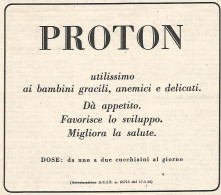 W1920 PROTON Migliora La Salute - Pubblicità Del 1958 - Vintage Advertising - Publicités