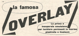 W1903 Lucida Pavimenti OVERLAY - Pubblicità Del 1958 - Vintage Advertising - Publicités