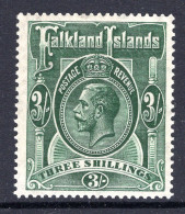 Falkland Islands 1921-28 KGV - Wmk. Script CA - 3/- Slate-green Mint (SG 20) - Falklandeilanden