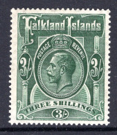 Falkland Islands 1921-28 KGV - Wmk. Script CA - 3/- Slate-green Mint (SG 20) - Falkland Islands