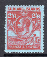 Falkland Islands 1929-37 KGV - Whale & Penguins - 2/6 Carmine On Blue Mint (SG 123) - Falklandeilanden