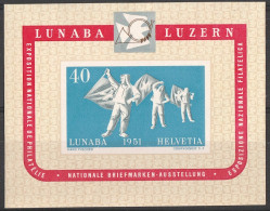 Schweiz Suisse 1951: LUNABA Zu WIII 32A (Ausschnitt) Mi 560 (aus Block 10) Yv Decoupé Du BF 14 ** MNH  (Zu CHF 150.00) - Blocks & Kleinbögen