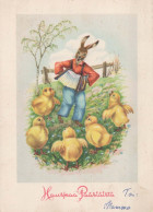 OSTERN KANINCHEN EI Vintage Ansichtskarte Postkarte CPSM #PBO397.DE - Ostern