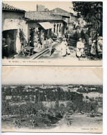 ALGÉRIE Lot 2 CPA * BLIDA Rue Et Boutiques Arabes ( Très Animée ) & Vue Générale - Blida