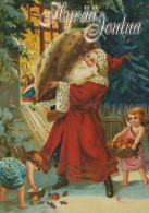 WEIHNACHTSMANN SANTA CLAUS ENGEL WEIHNACHTSFERIEN Vintage Postkarte CPSM #PAK133.DE - Santa Claus