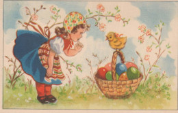 PASCUA NIÑOS HUEVO Vintage Tarjeta Postal CPA #PKE218.ES - Pasen