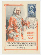 Maximum Card France 1953 Count D Argenson - Postmaster - Otros & Sin Clasificación