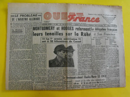 Journal L'Ouest France Du 31 Mars 1945. Guerre De Gaulle Montgomery Hodges Indochine Le Cocq Dantzig Ormesson Pétain - Other & Unclassified