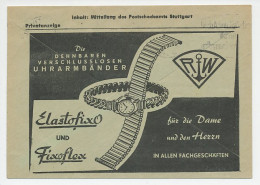 Postal Cheque Cover Germany 1955 Watch - Clock - Elastofixo - Fixoflex - Uhrmacherei