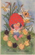 PÂQUES ENFANTS ŒUF Vintage Carte Postale CPA #PKE346.FR - Pâques