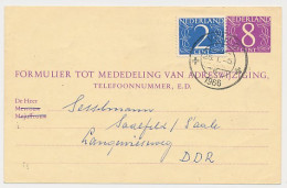 Verhuiskaart G. 32Venlo - D.D.R. 1966 - Buitenland - Postal Stationery