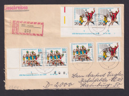 Briefmarken Druckvermerk Bogenecke Eckrand DDR Brief Turn Sportfest Leipzig Nach - Cartas & Documentos