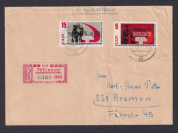 DDR R Brief Einschreibemarke 50 Pfg. Leipzig + ZuF Nach Bremen 14.10.1967 - Cartas & Documentos