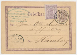 Briefkrt G. 7 Z-1/ Bijfrank. Em. 1869 Rotterdam - Duitsland 1878 - Postal Stationery