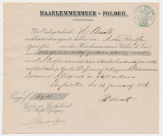 Fiscaal Stempel - Kwitantie Haarlemmermeer Polder 1876 - Steuermarken