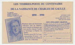 Postal Cheque Cover France 1990 Stamp - Charles De Gaulle - Tuberculosis - Autres & Non Classés