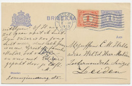 Briefkaart G. 78 I / Bijfrankering Amsterdam - Leiden 1913 - Material Postal