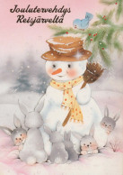 Happy New Year Christmas SNOWMAN Vintage Postcard CPSM #PAZ770.GB - Nouvel An
