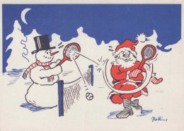 Happy New Year Christmas SNOWMAN Vintage Postcard CPSM #PAZ834.GB - Nouvel An