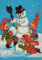 Happy New Year Christmas SNOWMAN Vintage Postcard CPSM #PAW907.GB - New Year