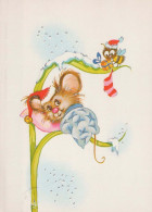 Happy New Year Christmas MOUSE Vintage Postcard CPSM #PAU977.GB - Nouvel An