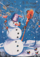 Happy New Year Christmas SNOWMAN Vintage Postcard CPSM #PAU313.GB - Nouvel An