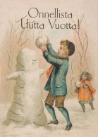 Happy New Year Christmas SNOWMAN Vintage Postcard CPSM #PAU105.GB - Neujahr