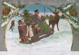 Bonne Année Noël ENFANTS LENTICULAR 3D Vintage Carte Postale CPSM #PAZ078.FR - Nouvel An