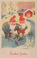 Buon Anno Natale GNOME Vintage Cartolina CPSMPF #PKD274.IT - New Year