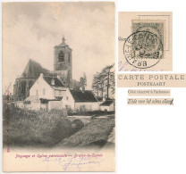 Braine-le-Comte Paysage Et Eglise (Saint-Géry) Paroissiale 1906 (La Tour), TTB-CPA Vintage - Braine-le-Comte