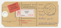Postzaklabel Aangetekend / Waarde Leiden Kassier 1985 - Unclassified